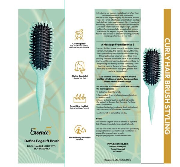 Essence5 Professional Define Edgelift Hair Brush - Eco-Friendly Bio-Based Handle with Advanced Styling Technology - Image 3